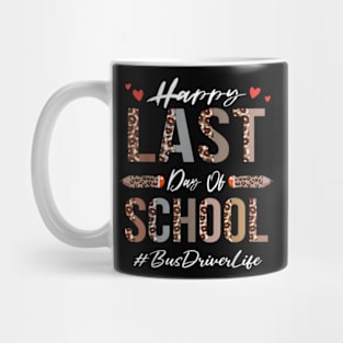 Bus Driver Happy Last Day Of School Summer Leopard Mug